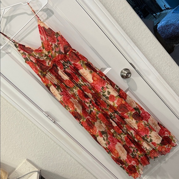 Anthropologie - Moon River - Pleated Floral Sleeveless Midi Dress - Picture 8 of 13